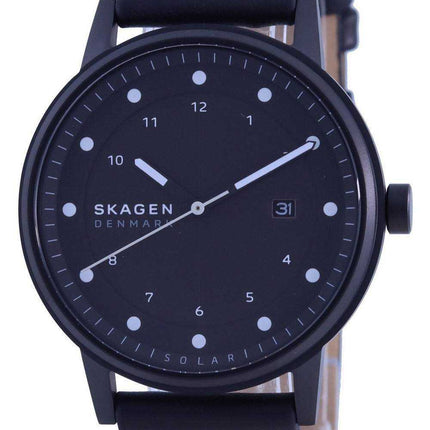 Orologio da uomo Skagen Henriksen quadrante nero con cinturino in pelle solare SKW6740