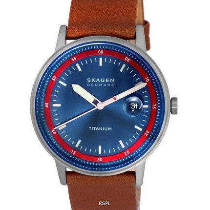 Orologio da uomo Skagen Henriksen in pelle con quadrante blu al quarzo SKW6755