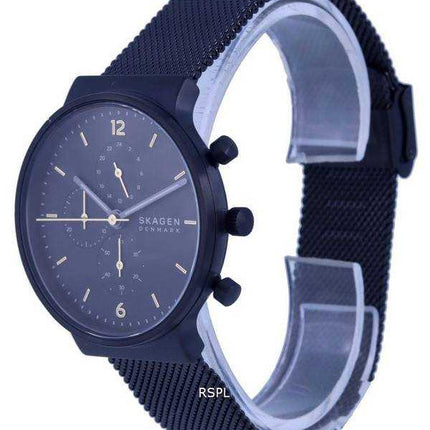 Orologio da uomo Skagen Ancher in acciaio inossidabile con quadrante nero al quarzo SKW6762