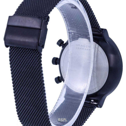Orologio da uomo Skagen Ancher in acciaio inossidabile con quadrante nero al quarzo SKW6762