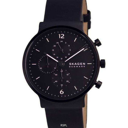 Orologio da uomo Skagen Ancher Chronograph in pelle con quadrante nero al quarzo SKW6766
