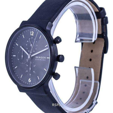 Orologio da uomo Skagen Ancher Chronograph in pelle con quadrante nero al quarzo SKW6766