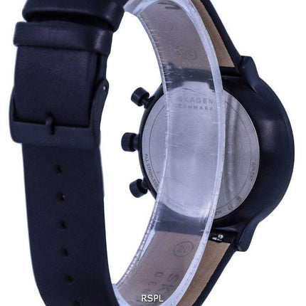 Orologio da uomo Skagen Ancher Chronograph in pelle con quadrante nero al quarzo SKW6766