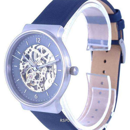 Orologio da uomo automatico Skagen Ancher Skeleton in pelle quadrante grigio SKW6768 automatico