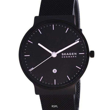 Orologio da uomo Skagen Ancher in acciaio inossidabile con quadrante nero al quarzo SKW6778