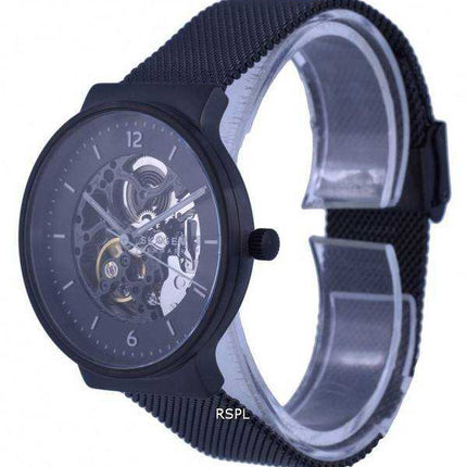 Orologio da uomo automatico Skagen Ancher Skeleton in acciaio inossidabile con quadrante nero SKW6784