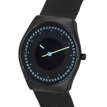 Orologio da uomo Skagen Grenen Solar Halo Midnight in maglia di acciaio inossidabile con quadrante nero SKW6874