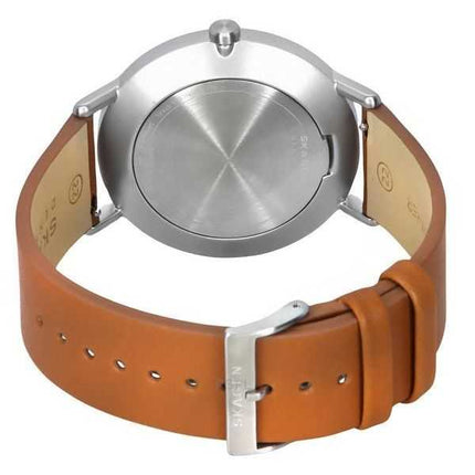 Orologio da uomo Skagen Kuppel con cinturino in pelle marrone e quadrante blu al quarzo SKW6888