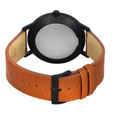 Orologio da uomo Skagen Kuppel cinturino in pelle marrone quadrante bianco al quarzo SKW6889