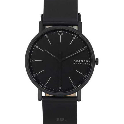 Orologio da uomo Skagen Signatur con cinturino in pelle e quadrante nero al quarzo SKW6902