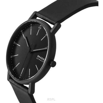 Orologio da uomo Skagen Signatur con cinturino in pelle e quadrante nero al quarzo SKW6902