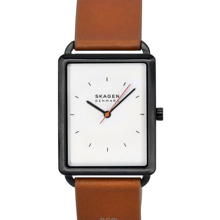 Orologio da uomo Skagen Hagen con cinturino in pelle e quadrante bianco al quarzo SKW6929