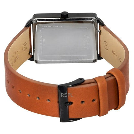 Orologio da uomo Skagen Hagen con cinturino in pelle e quadrante bianco al quarzo SKW6929