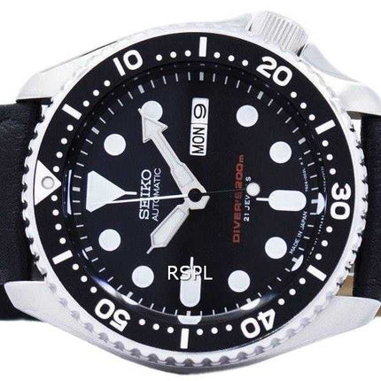 Seiko Automatic Diver's Ratio Orologio da uomo in pelle nera SKX007J1-LS10 200M