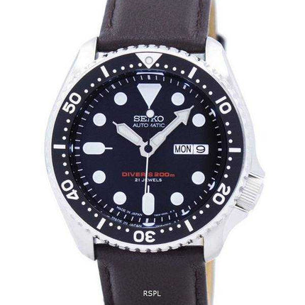 Seiko Automatic Diver's Ratio Orologio da uomo in pelle marrone scuro SKX007J1-LS11 200M