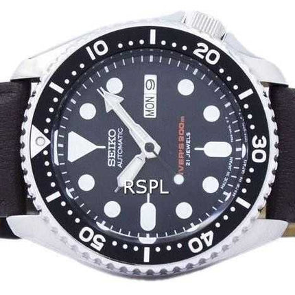 Seiko Automatic Diver's Ratio Orologio da uomo in pelle marrone scuro SKX007J1-LS11 200M
