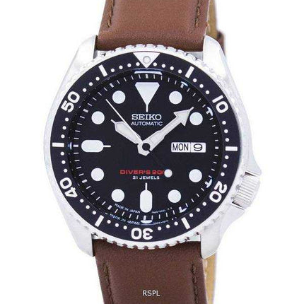 Orologio da sub Seiko Automatic Diver in pelle marrone Orologio da uomo SKX007J1-LS12 200M