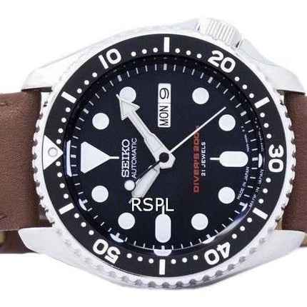 Orologio da sub Seiko Automatic Diver in pelle marrone Orologio da uomo SKX007J1-LS12 200M