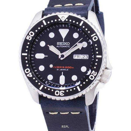Orologio da uomo Seiko Automatic SKX007J1-LS15 da 200 M in Giappone con cinturino in pelle blu scuro