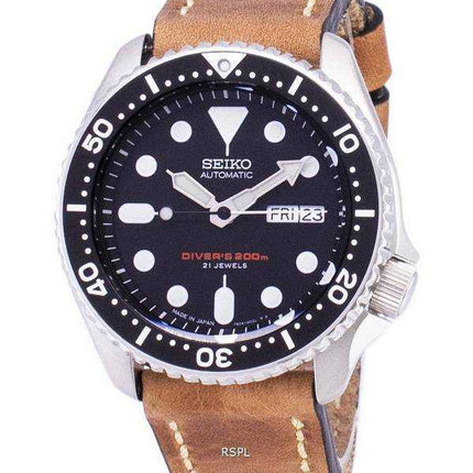 Orologio da uomo Seiko Automatic SKX007J1-LS17 da 200M in Giappone con cinturino in pelle marrone