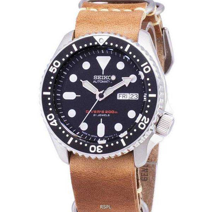Orologio da uomo Seiko Automatic SKX007J1-LS18 da 200 M in Giappone con cinturino in pelle marrone