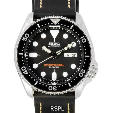 Orologio da uomo Seiko Automatic Diver's Ratio in pelle nera SKX007J1-var-LS2 200M
