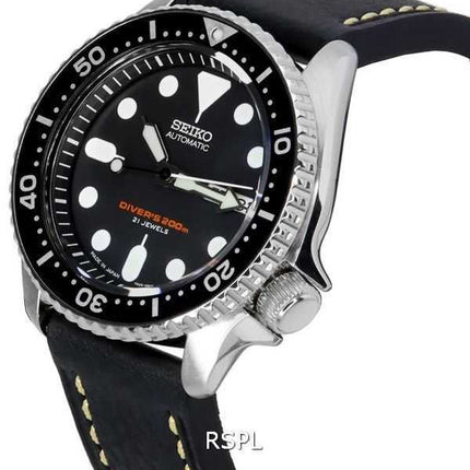 Orologio da uomo Seiko Automatic Diver's Ratio in pelle nera SKX007J1-var-LS2 200M