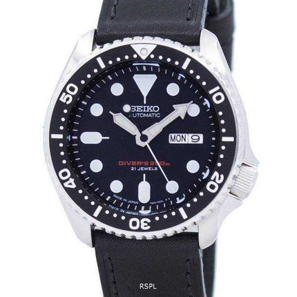Orologio da sub Seiko Automatic Diver Black Leather SKX007J1-LS8 200M - Orologio da uomo