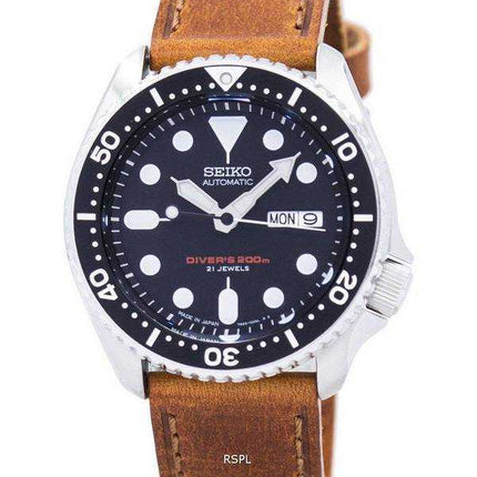 Orologio da sub Seiko Automatic Diver Brown Leather SKX007J1-LS9 200M - Orologio da uomo