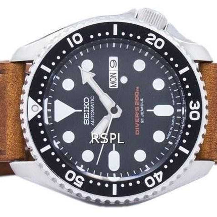 Orologio da sub Seiko Automatic Diver Brown Leather SKX007J1-LS9 200M - Orologio da uomo