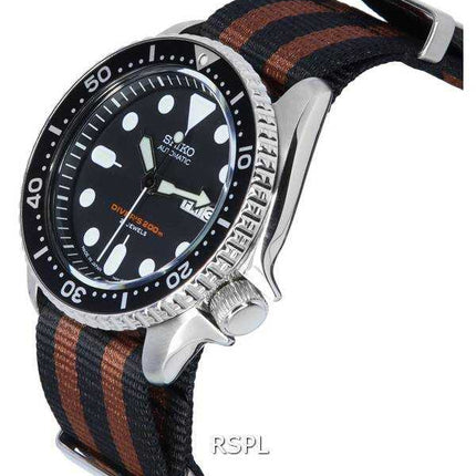 Orologio da uomo Seiko quadrante nero automatico Diver SKX007J1-var-NATO22 200M