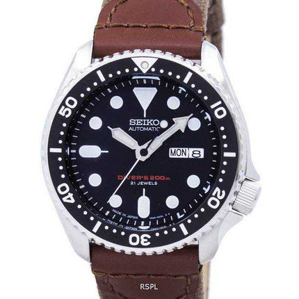Orologio da uomo con cinturino in pelle Seiko Automatic Diver SKX007J1-NS1 200M