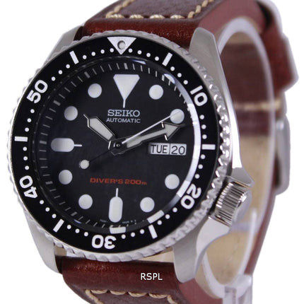 Seiko Automatic Diver's Ratio Orologio da uomo in pelle marrone SKX007K1-LS1 200M