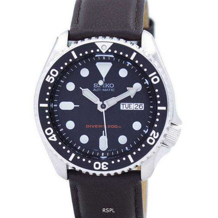 Orologio da uomo Seiko Automatic Diver's 200M Ratio in pelle marrone scuro SKX007K1-LS11