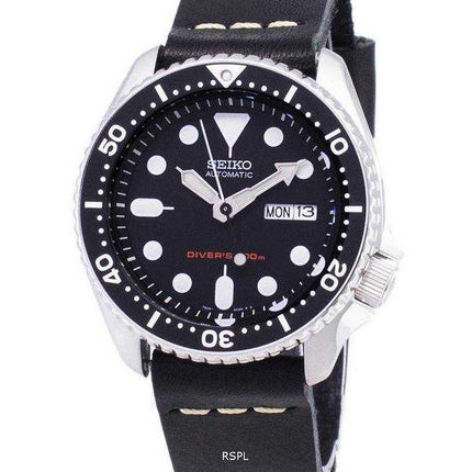 Orologio da uomo automatico Seiko Automatic SKX007K1-LS14 da 200 M con cinturino in pelle nera