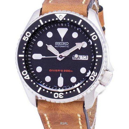 Orologio da uomo Seiko Automatic SKX007K1-LS17 da uomo in pelle marrone da 200 m