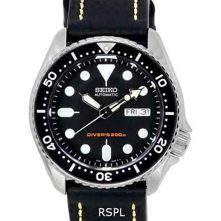 Orologio da uomo Seiko Automatic Diver&#39;s Ratio in pelle nera SKX007K1-var-LS2 200M