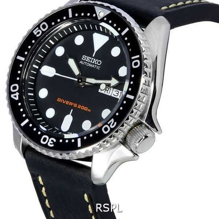Orologio da uomo Seiko Automatic Diver&#39;s Ratio in pelle nera SKX007K1-var-LS2 200M