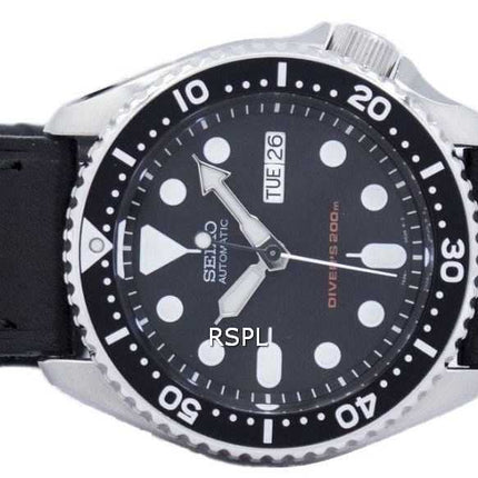 Orologio da uomo Seiko Automatic Diver's 200M Ratio in pelle nera SKX007K1-LS8