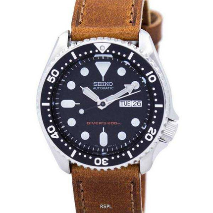 Orologio da uomo Seiko Automatic Diver's 200M Ratio in pelle marrone SKX007K1-LS9