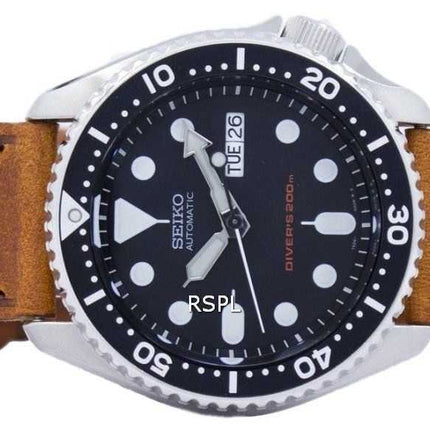Orologio da uomo Seiko Automatic Diver's 200M Ratio in pelle marrone SKX007K1-LS9