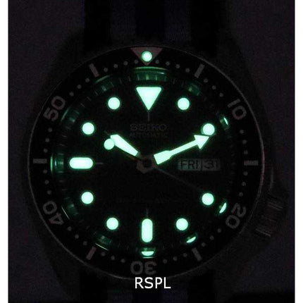 Orologio da uomo Seiko quadrante nero automatico SKX007K1-var-NATO20 200M da uomo