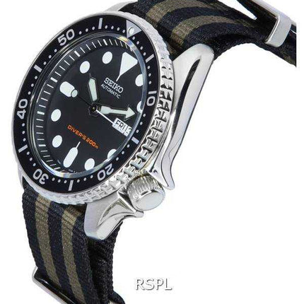 Orologio da uomo Seiko quadrante nero automatico SKX007K1-var-NATO21 200M da uomo