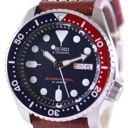 Orologio da sub Seiko Automatic Diver in pelle marrone Orologio da uomo SKX009J1-LS1 200M
