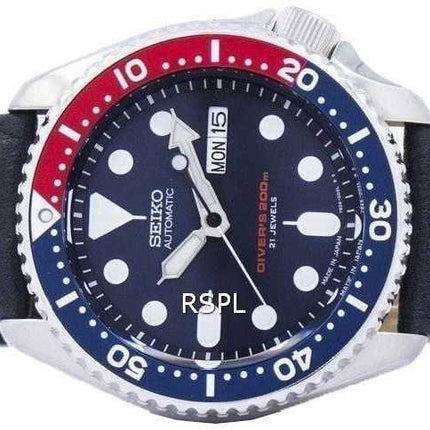Seiko Automatic Diver's Ratio Orologio da uomo in pelle nera SKX009J1-LS10 200M
