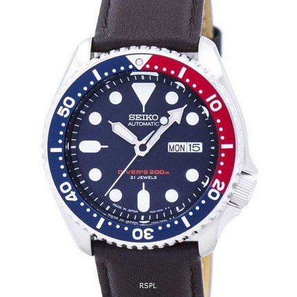 Seiko Automatic Diver's Ratio Orologio da uomo in pelle marrone scuro SKX009J1-LS11 200M