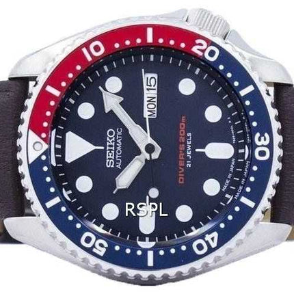 Seiko Automatic Diver's Ratio Orologio da uomo in pelle marrone scuro SKX009J1-LS11 200M