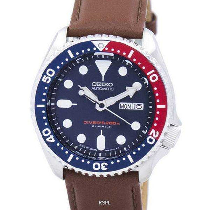 Orologio da sub Seiko Automatic Diver in pelle marrone Orologio da uomo SKX009J1-LS12 200M