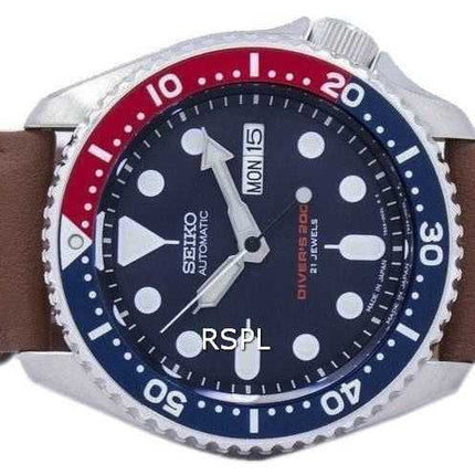 Orologio da sub Seiko Automatic Diver in pelle marrone Orologio da uomo SKX009J1-LS12 200M