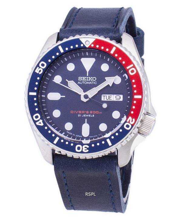 Orologio da uomo Seiko Automatic SKX009J1-LS13 da 200 M con cinturino in pelle blu scuro